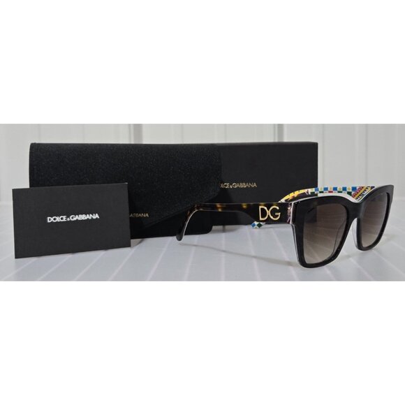 Dolce & Gabbana Accessories - Dolce & Gabbana Women's Havana Brown & White Barrow Square Sunglasses w/ Case
